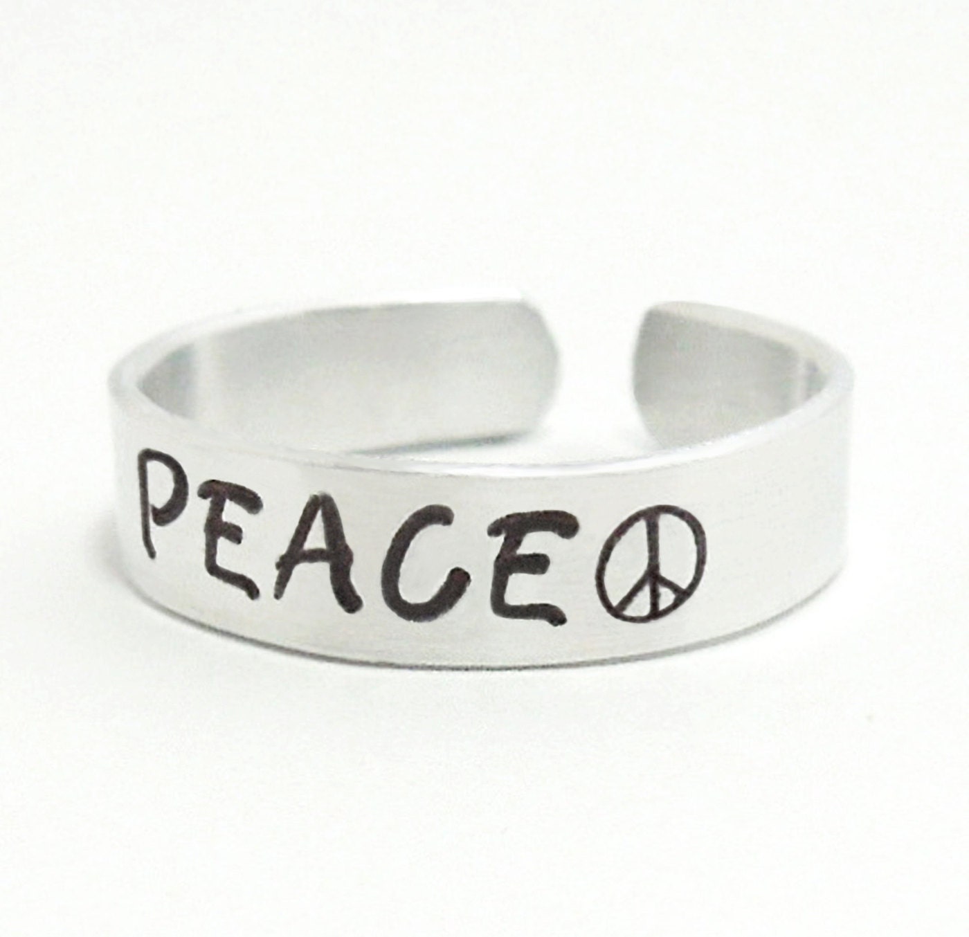 Hand stamped peace ring peace sign ring Jewelry for men