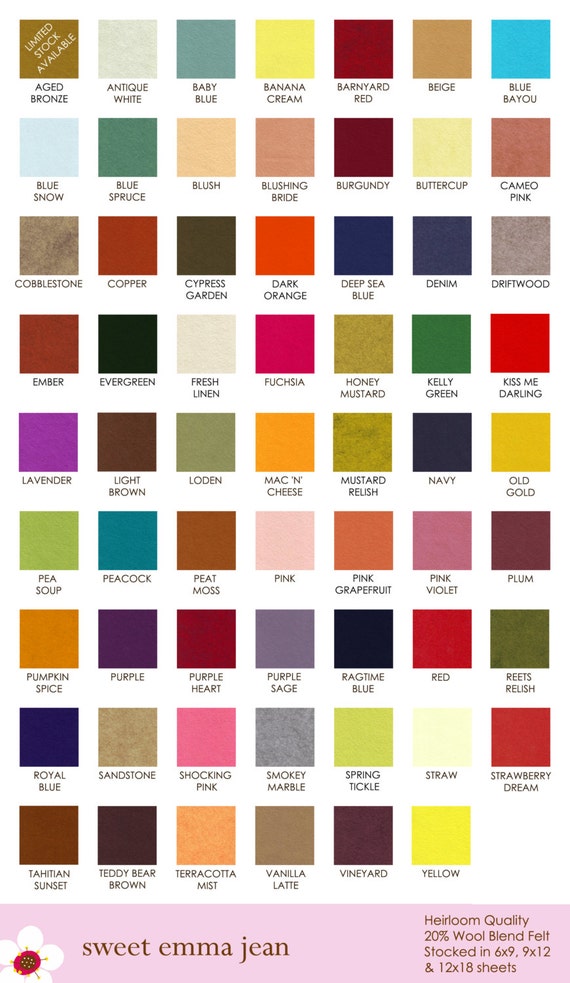 Wool Felt Sheets Choose Any Fifteen 15 Wool by sweetemmajean