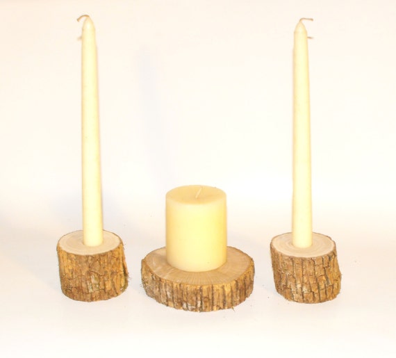 Monogram Rustic Wood Unity Candle Holder Set - Item 1203