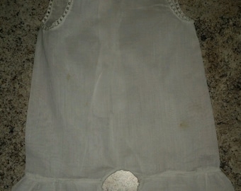Antique white babydoll romper- pantalette-handmade-embroidery-crochet