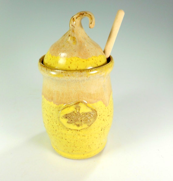 Ceramic honey dipper pot ON SALE pottery honey jar stoneware