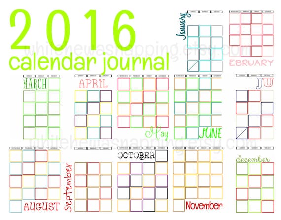 Items similar to NEW UPDATED FOR 2016 Calendar Journal Templates