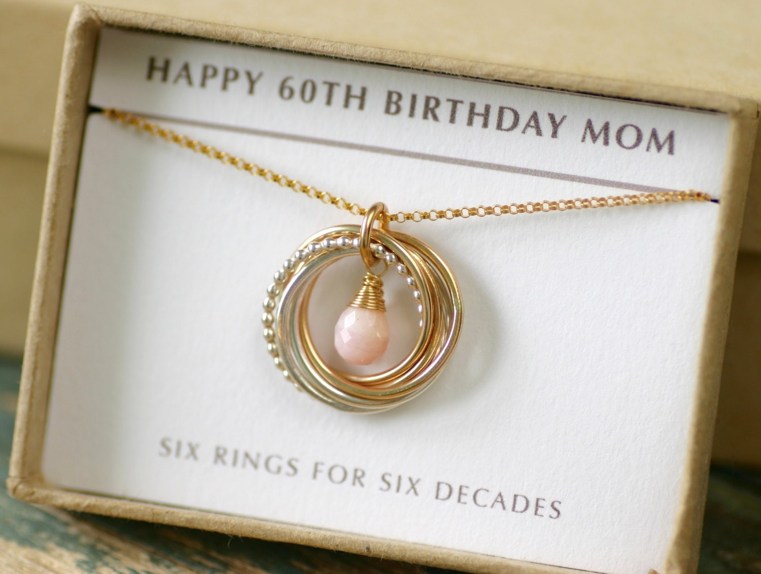 60th birthday gifts for women pink opal necklace gold jewelry