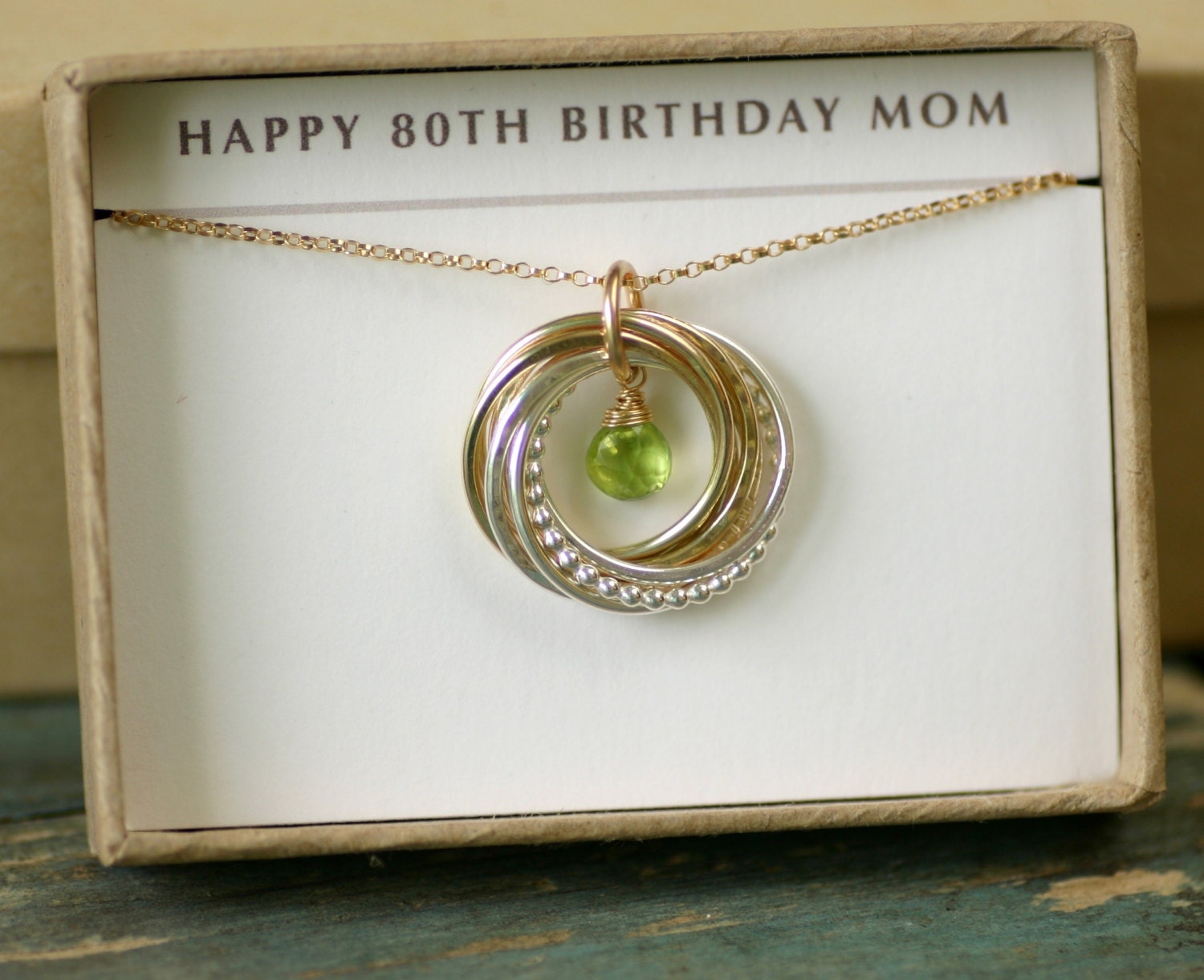 80th birthday gift for mother August birthstone necklace for