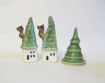 Fairy Houses -Set of 2- Plus a Tree - Not quite Squared