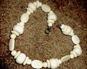 Chinese Export Carved Bone Necklace, Rare Find