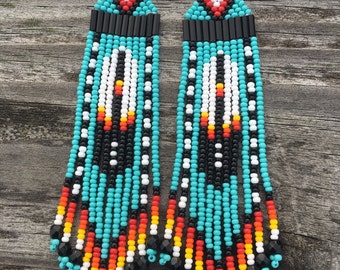 5 pair Native American style Beaded Hoop by prettyuniquedesigns2