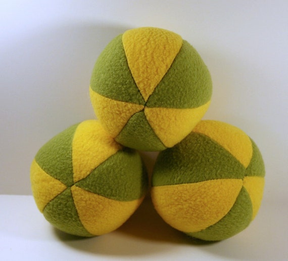 Yellow and Green Fleece Dog Squeak Ball toy