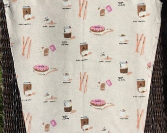 SALE : Heather Ross Munki Munki PJ sleeve panel Flannel Coffee & Donuts