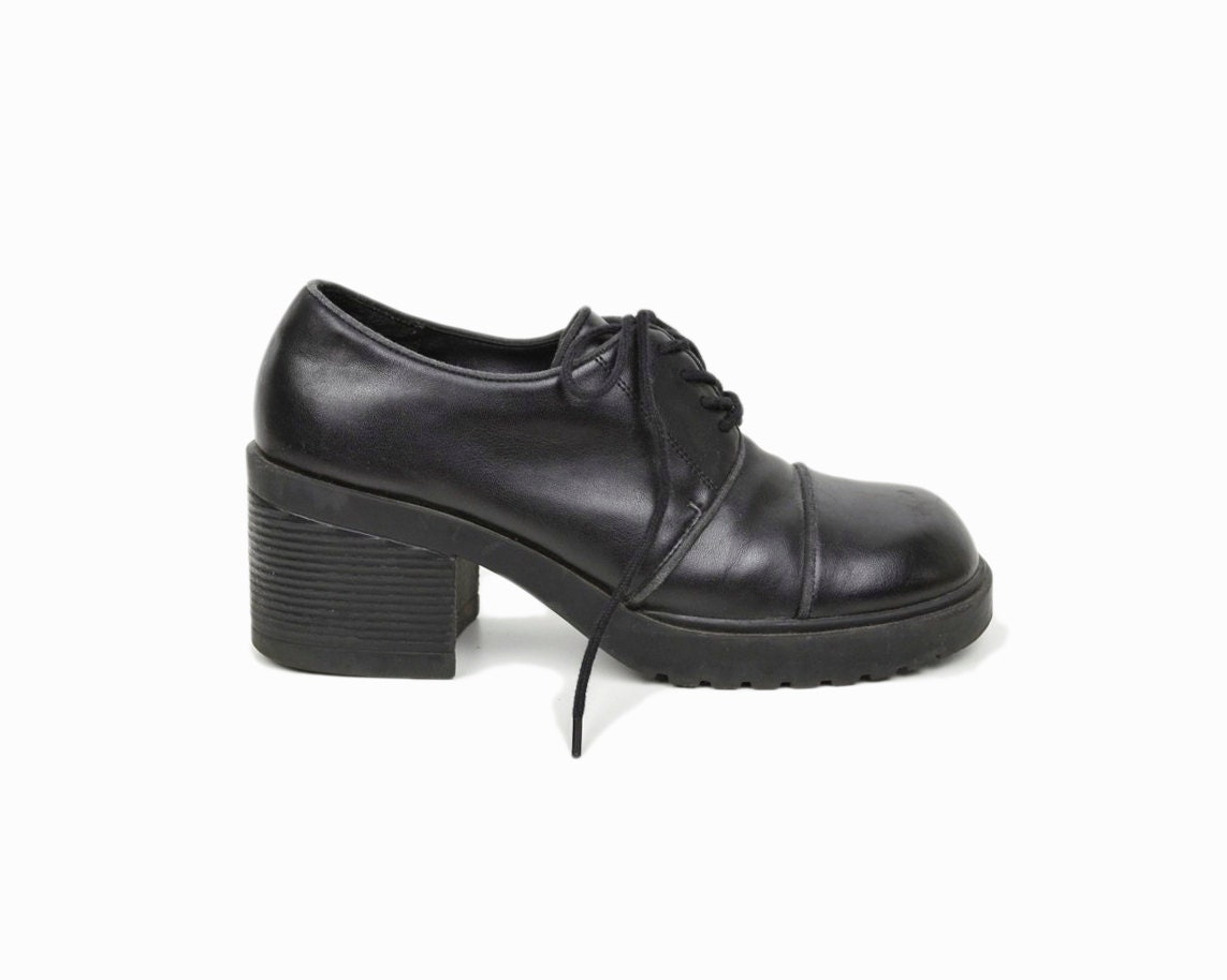 black oxford platform shoes