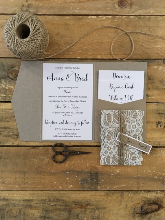 Rustic Wedding Invitation sample rustic elegant lace wedding