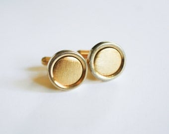 Gold Tone Cuff Links with Rotating frame