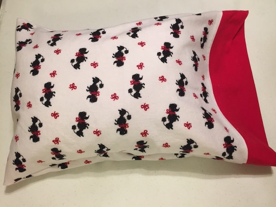 Cute scotty dog flannel travel pillow case/toddler pillow case