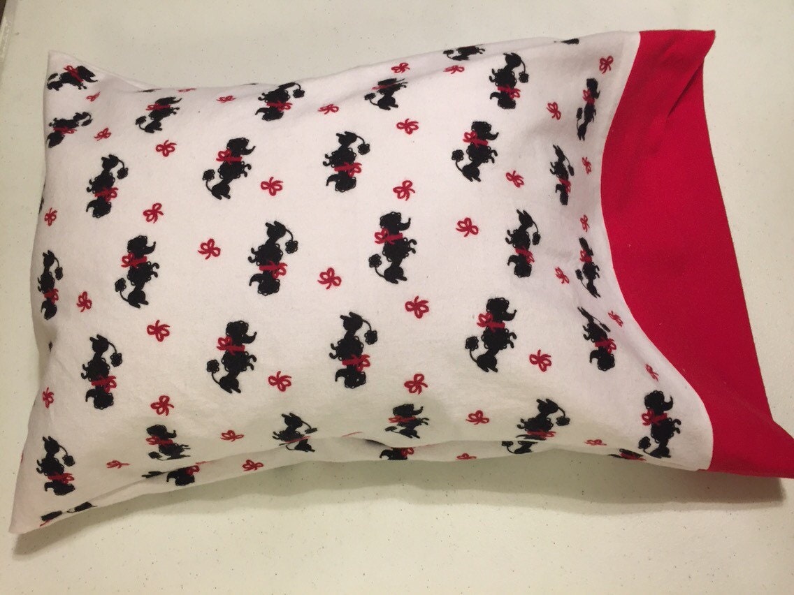 Cute scotty dog flannel travel pillow case/toddler pillow case