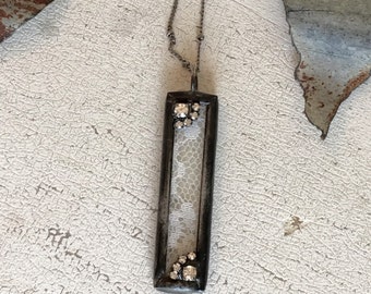 Soldered Vintage Lace Shadowbox Necklace