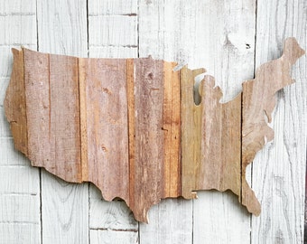 USA  US wall art, made of recycled fence wood.  Upcycled outdoor art