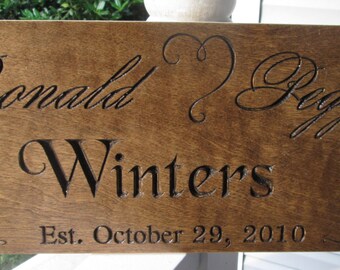 Custom Family Established Sign Personalized Carved Rustic Wood Plaque Decorative Heart Wedding Anniversary Family Gift Established Est104