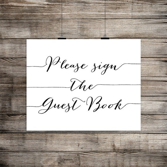 Please Sign the Guest Book Sign Black & White by laprintables