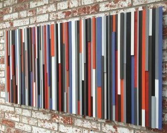 Wood Wall Art - Reclaimed Wood Art Queen Headboard - Wood Sculpture