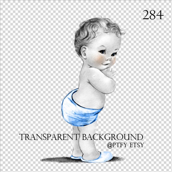 Vintage Baby Boy LARGE PNG Digital Image Download Sheet