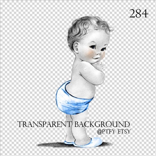 Vintage Baby Boy LARGE PNG Digital Image Download Sheet