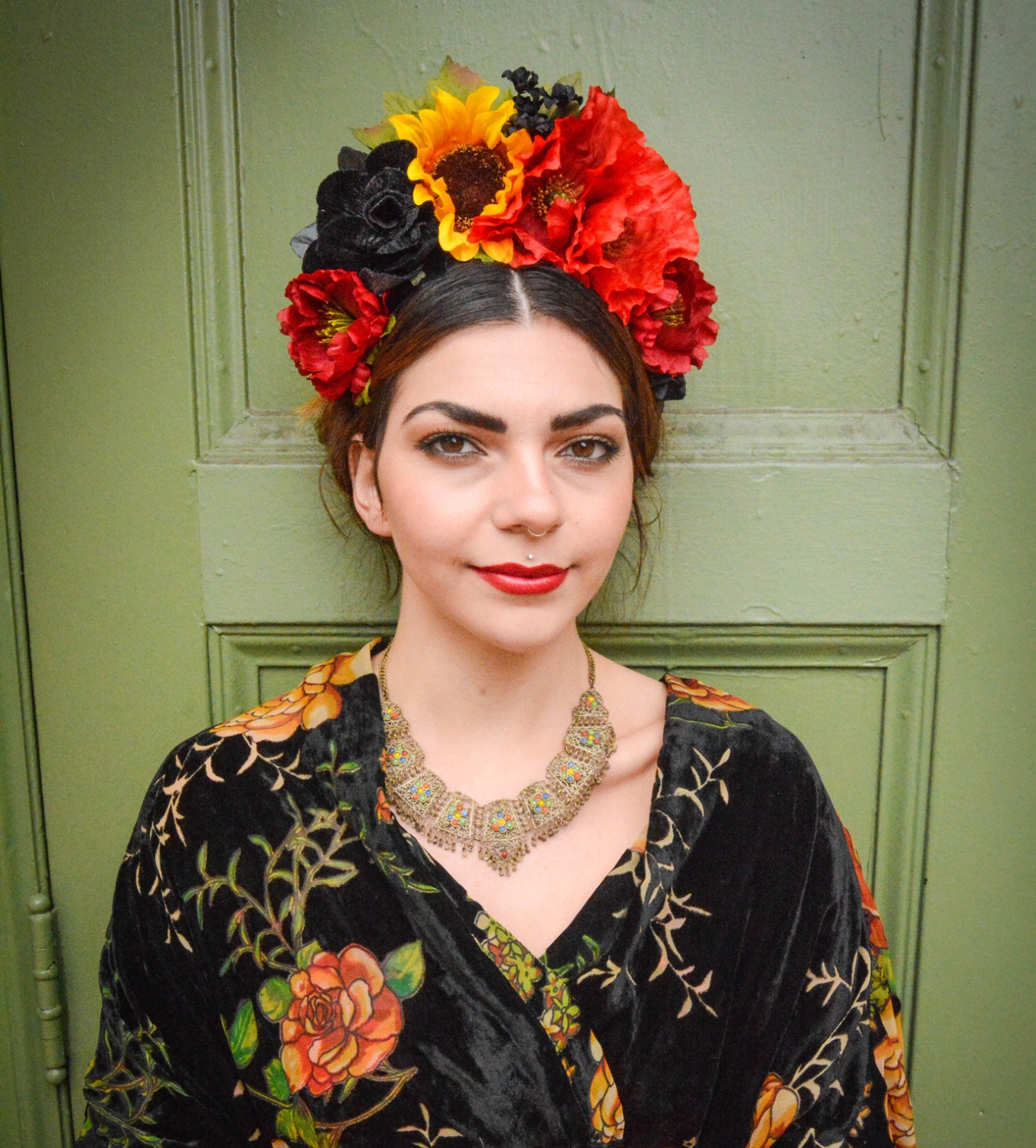 Sunflower Frida Crown Frida Kahlo Flower Crown Fiesta