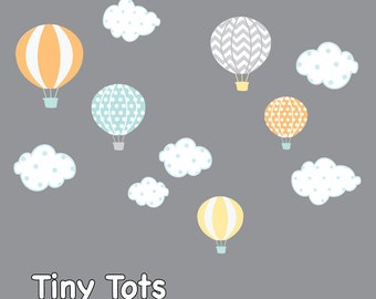 Hot Air Balloon Nursery-Hot Air Balloon Decals-Hot Air Balloon and Cloud Decal-Wall Stickers-Girl-Bedroom-Nursery Decor-Wall Sticker-e27