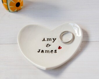 Wedding Gift, Personalised Ring Dish, Custom Wedding Ring Dish, comes with gift box, Ceramic Wedding Ring Dish by Diana Parkhouse
