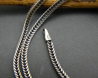 Sterling silver chain oxidized wheat chain, bali woven chain, braided rope chain necklace, rustic chains for pendants
