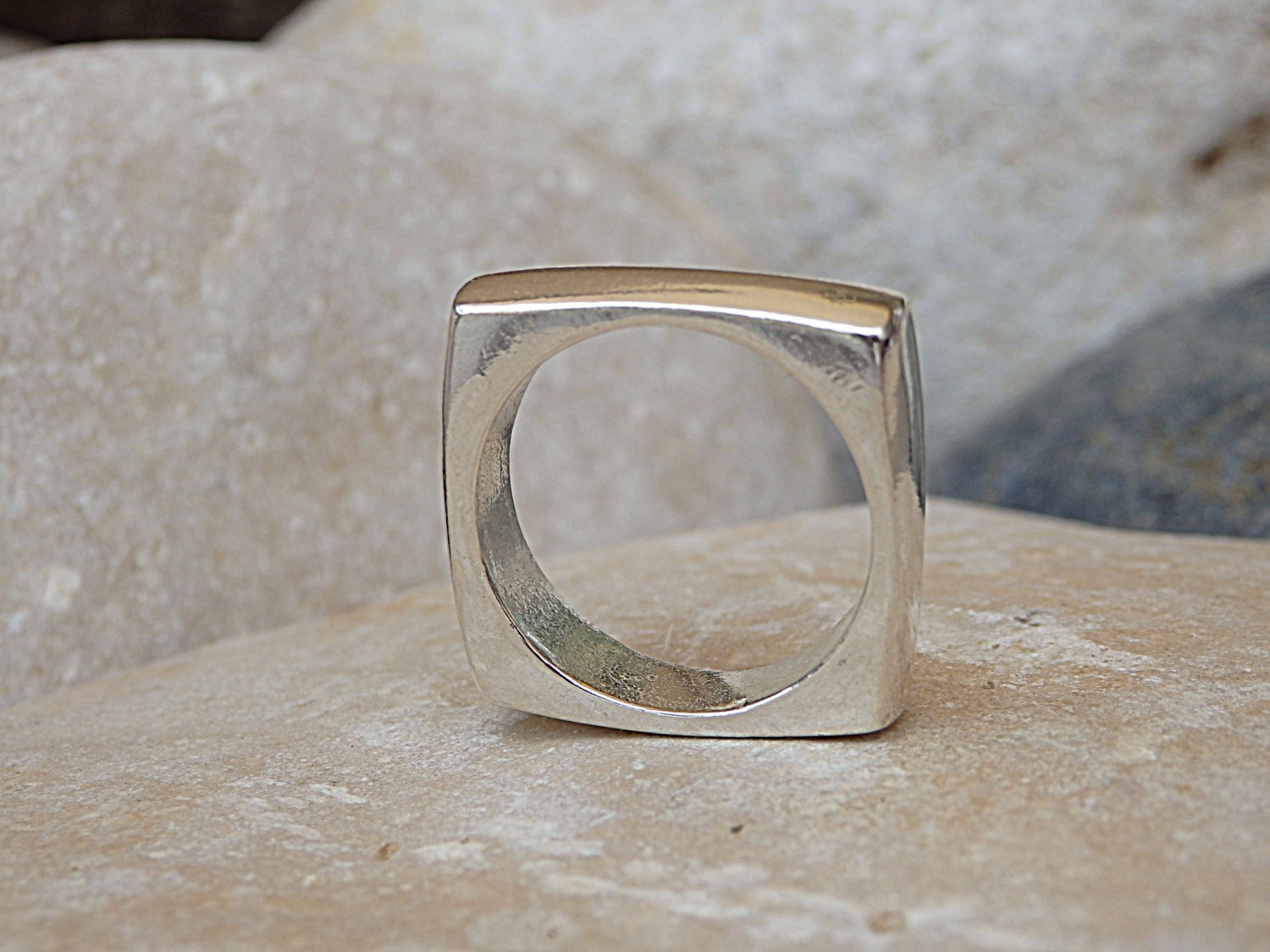 Square Band Ring. Sterling Silver Square Ring. by rebekajewelry