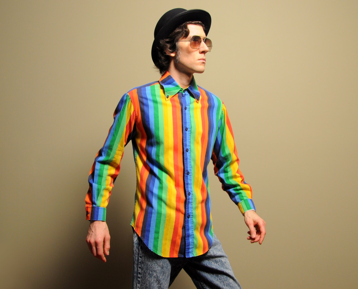 Download vintage rainbow shirt rainbow stripe button down dress shirt