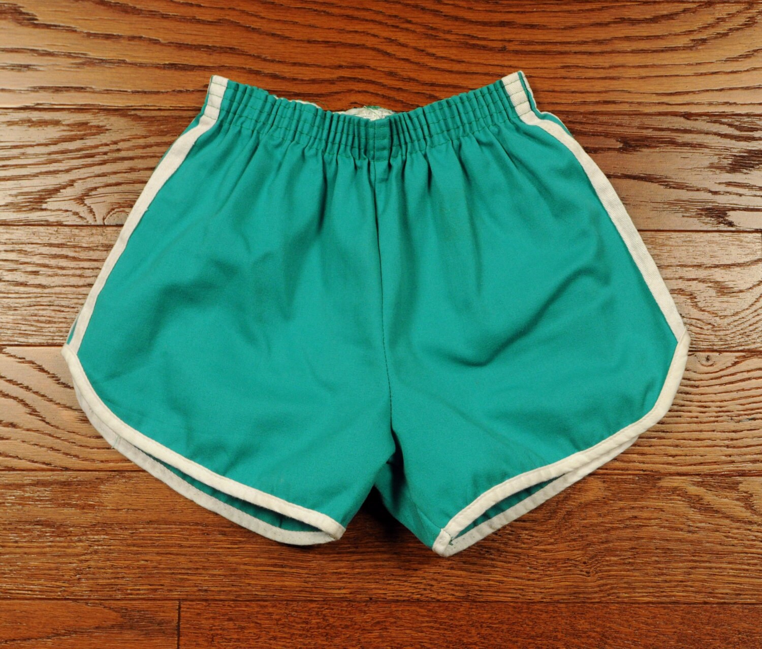 vintage 70s 80s gym shorts aque blue green gym trunks mens