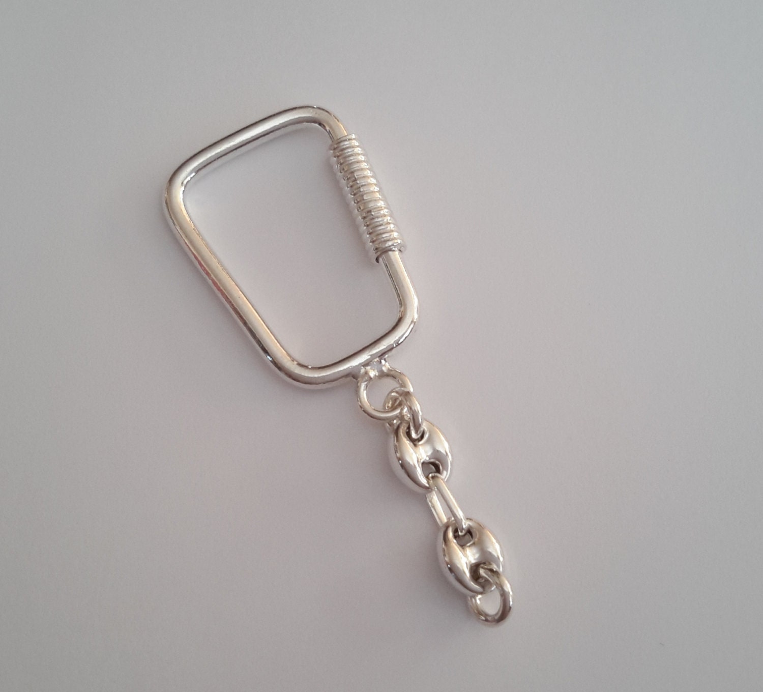 1 Solid sterling silver 925 key chain with mariner beads