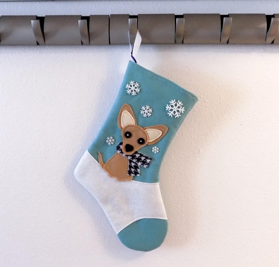 Chihuahua Dog Personalized Christmas Stocking by Allenbrite