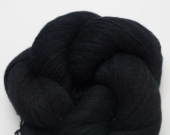Night Sky Black Silk Cashmere Lace Weight Recycled Yarn, SCH00145