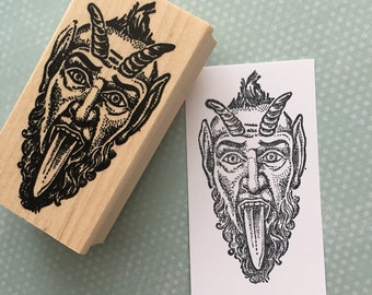 Krampus Wood Mounted Rubber Stamp 4541