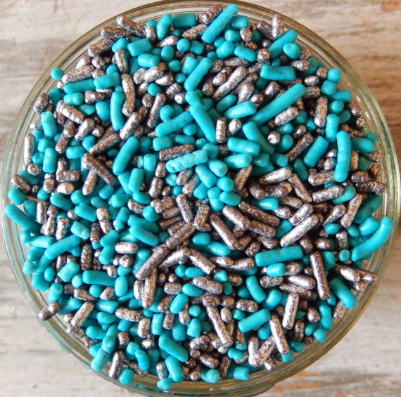 Sprinkles 6 oz Teal and Silver Gray Jimmies Mix For