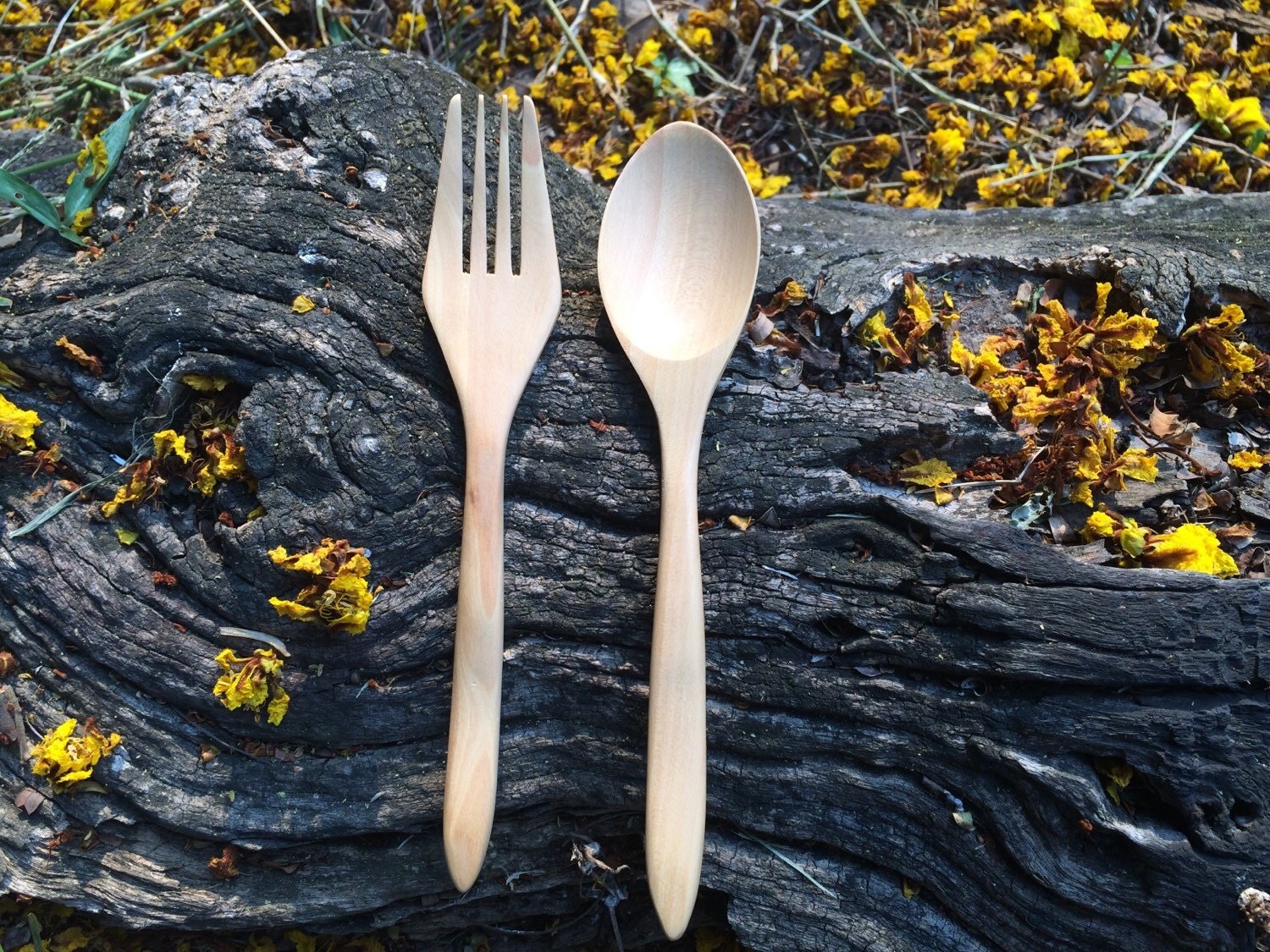 Wooden Spoon and Fork Best Hardcraft Quality Reusable Dinner