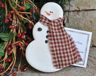 Handmade Snowman Salt Dough Christmas Ornament