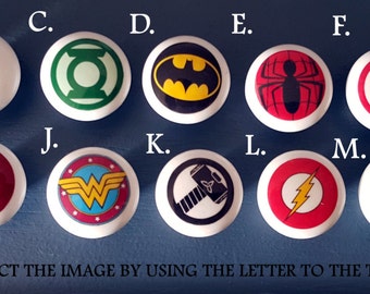 Superhero Ceramic knobs / Bedroom Dresser Knob / Nursery Drawer Knobs / Super hero Ceramic knobs / Superhero Cabinet Knobs Pull Handle