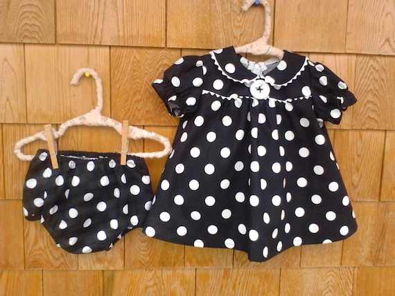 Toddler Baby Black and White Polka Dot Polkadot Spring Summer Dress 12mo