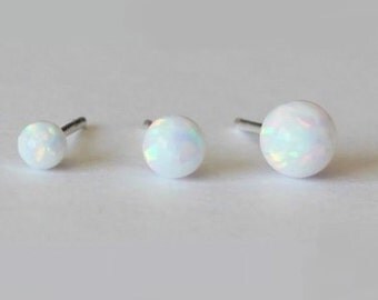 Fire opal stud earring, 3mm, 4mm, 5mm opal ball stud, Nicke free Sterling Silver, Cartilage piercing, ear lobe stud, October birthstone