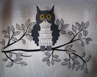 Cotton Fabric By Yard- Woodland OWL Scandinavian Design- Professional Print- For Curtains, Roman Blinds, etc.