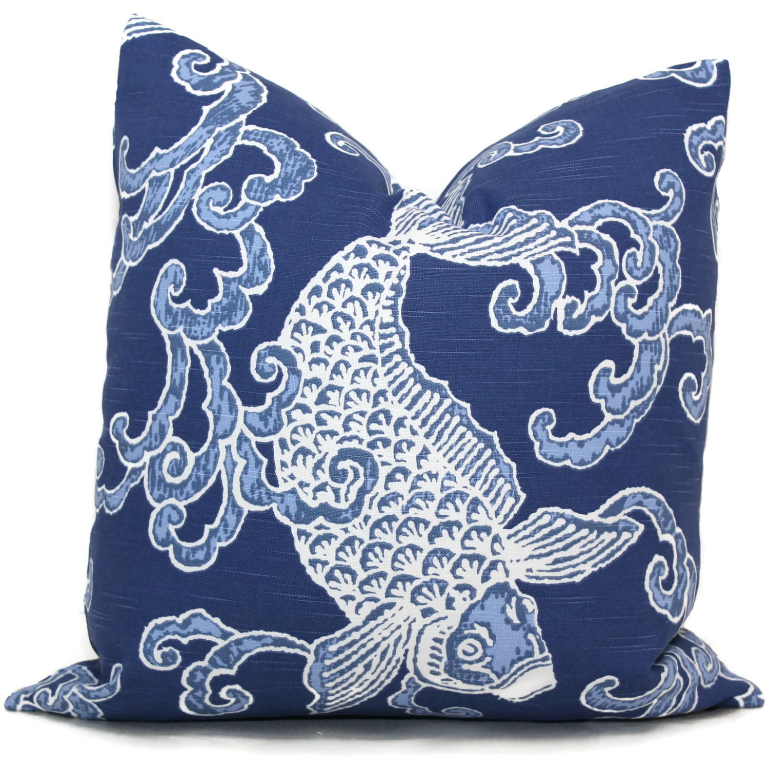 Decorative Pillow Covers Blue Koi Fish pillow cover by PopOColor