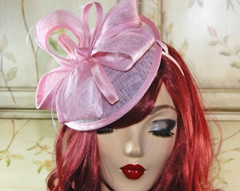Pink Fascinator Hat - Pink Tea Party Hat - Pink Wedding Fascinator Headband, Fancy Church Hat, Wedding Fascinate