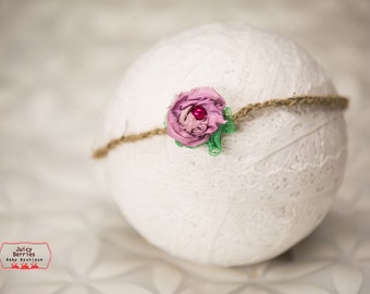 Rose Halo Headband, Newborn Tieback,Small Baby Halo, Newborn Photo Prop, Halo Headband, Newborn Halo, Violet Halo, Baby Tieback