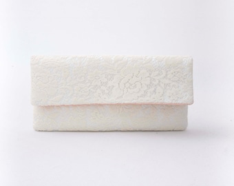 Envelop clutch Ivory lace clutch with fuchsia lining bridesmaid clutch gift,wedding clutch,Evening bag