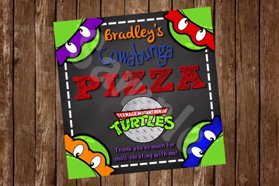 Teenage Mutant Ninja Turtle Pizza Box Labels