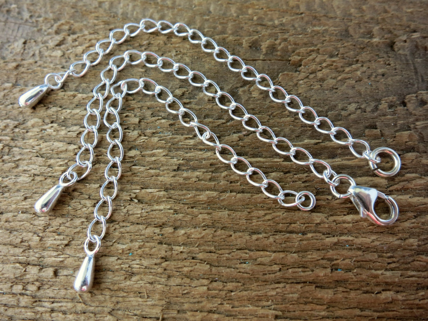 Sterling Silver Necklace Extender 3 Inch Curb Chain Choice