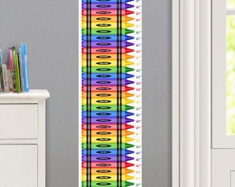 Crayon Decals Kids Personalized Crayons Wall Decal Growth Chart, Boys or Girls Wall Art, Bedroom Decor, Peel and Stick Growth Chart